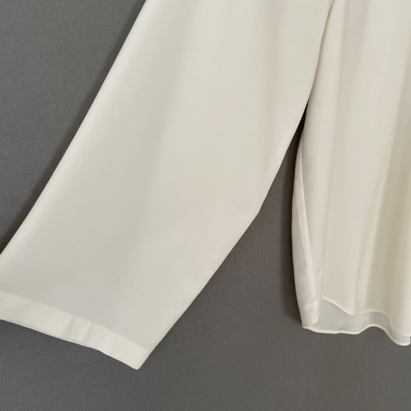 ANN TAYLOR Size XS Ecru Cream Wide Sleeve High Crew Neck Pull Over Blouse - Picture 3 of 8